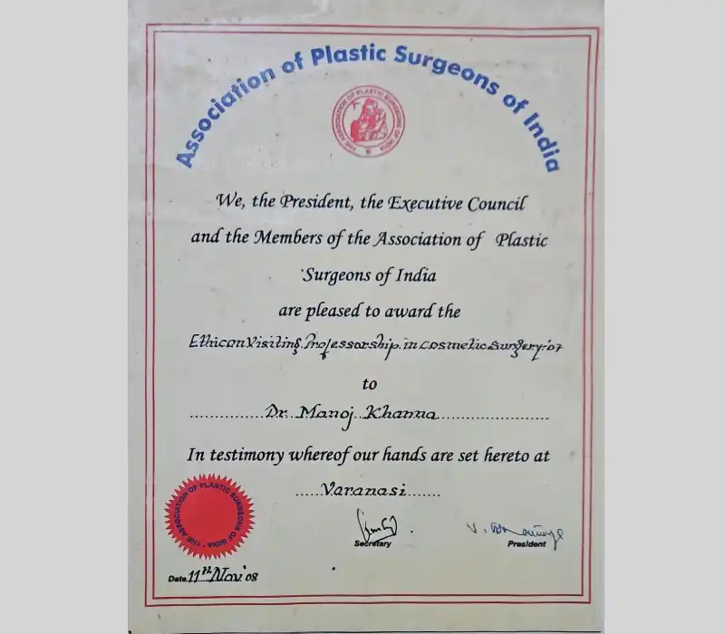 Ethical Visiting Professorship in Cosmetic Surgery | Plastic Surgery India 