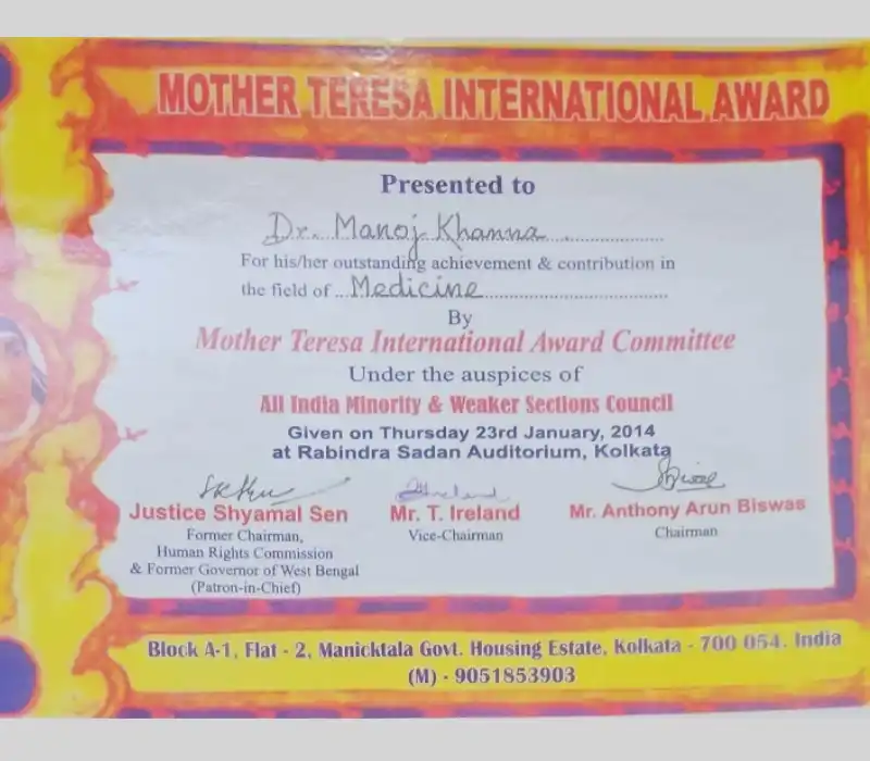  Mother Teresa International Award | Plastic Surgery India